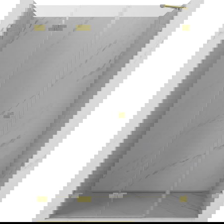 Mexen Lunar-F skladacie sprchové dvere ľavé 135 cm, transparentné, zlaté brúsené - 836S-135-050-55-00-L