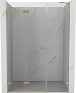 Mexen Lunar-F skladacie sprchové dvere ľavé 140 cm, transparentné, zlaté brúsené - 836S-140-050-55-00-L