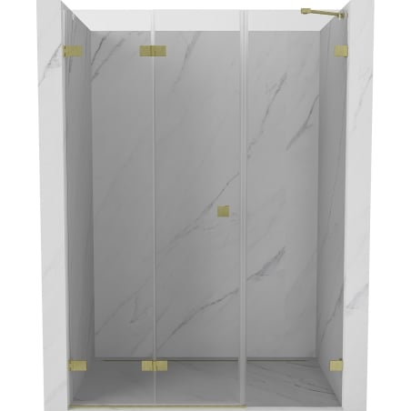 Mexen Lunar-F skladacie sprchové dvere ľavé 145 cm, transparentné, zlaté brúsené - 836S-145-050-55-00-L