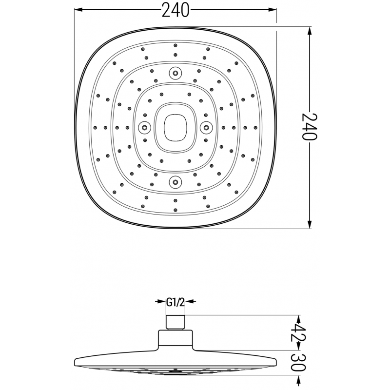 Mexen D-17 dažďová sprcha 24x24 cm, chróm - 79717-00