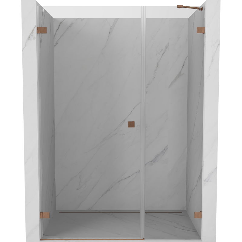 Mexen Lunar-B sprchové dvere výklopné ľavé 110 cm, priehľadné, leštená meď - 832S-110-050-65-00-L