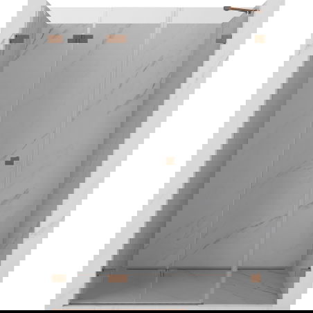 Mexen Lunar-F sklápacie sprchové dvere ľavé 140 cm, transparent, brúsená meď - 836S-140-050-65-00-L