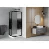 Mexen Rio štvorcový sprchovací kút 80 x 80 cm, čierne pruhy, čierna + sprchová vanička Rio, biela - 860-080-080-70-20-4510