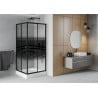 Mexen Rio štvorcový sprchovací kút 90 x 90 cm, čierne pásy, čierny + vanička Rio, biela - 860-090-090-70-20-4510