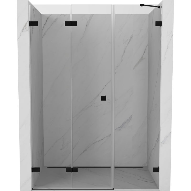 Mexen Lunar-F skladacie sprchové dvere ľavé 150 cm, transparentné, čierne - 836S-150-050-70-00-L