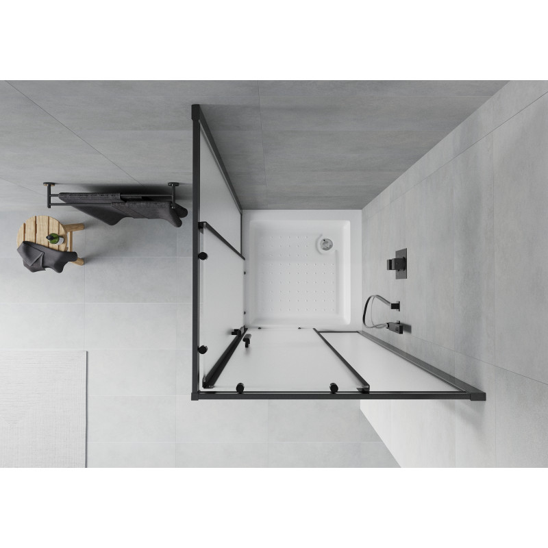 Mexen Rio štvorcový sprchový kút 80 x 80 cm, matný, čierny + vanička, biely - 860-080-080-70-30-4510