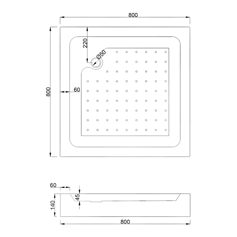Mexen Rio sprchový kút štvorcový 80 x 80 cm, matný, čierny + sprchová vanička Rio, biela - 860-080-080-70-30-4510