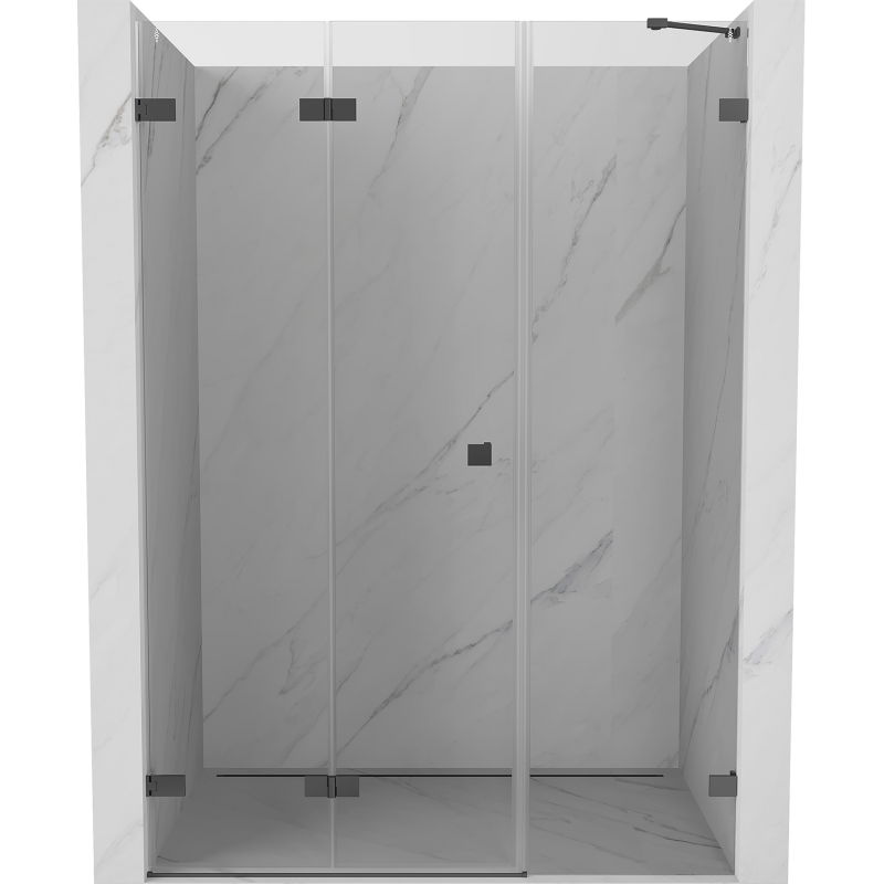 Mexen Lunar-F skladacie sprchové dvere ľavé 150 cm, transparentné, gun metal - 836S-150-050-95-00-L