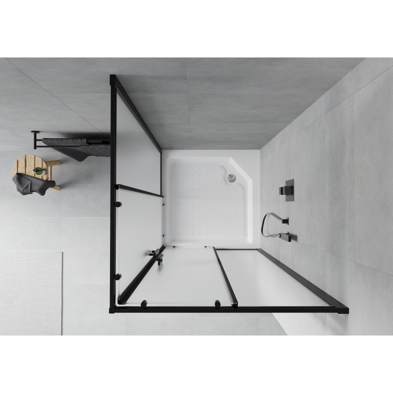 Mexen Rio štvorcová sprchová kabína 90 x 90 cm, matná, čierna + vanička, biela - 860-090-090-70-30-4510