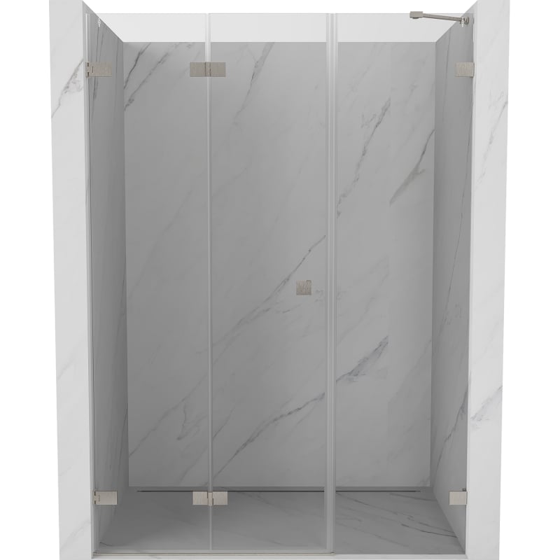 Mexen Lunar-F skladacie sprchové dvere ľavé 125 cm, transparentné, brúsený nikel - 836S-125-050-97-00-L