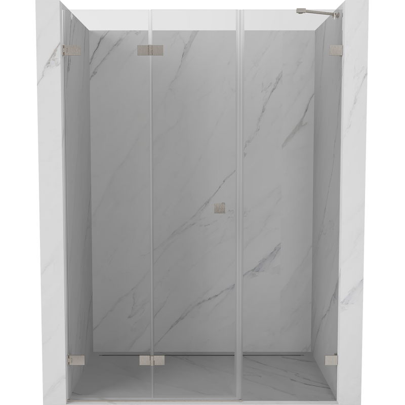 Mexen Lunar-F skladacie sprchové dvere ľavé 135 cm, transparentné, brúsený nikel - 836S-135-050-97-00-L