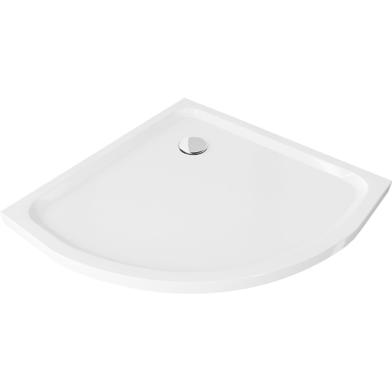 Mexen Flat polkruhový sprchový kút slim 100 x 100 cm, biely, sifón chróm - 41101010