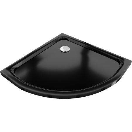 Mexen Flat polkruhový sprchový kút slim 100 x 100 cm, čierny, sifón chróm - 41701010