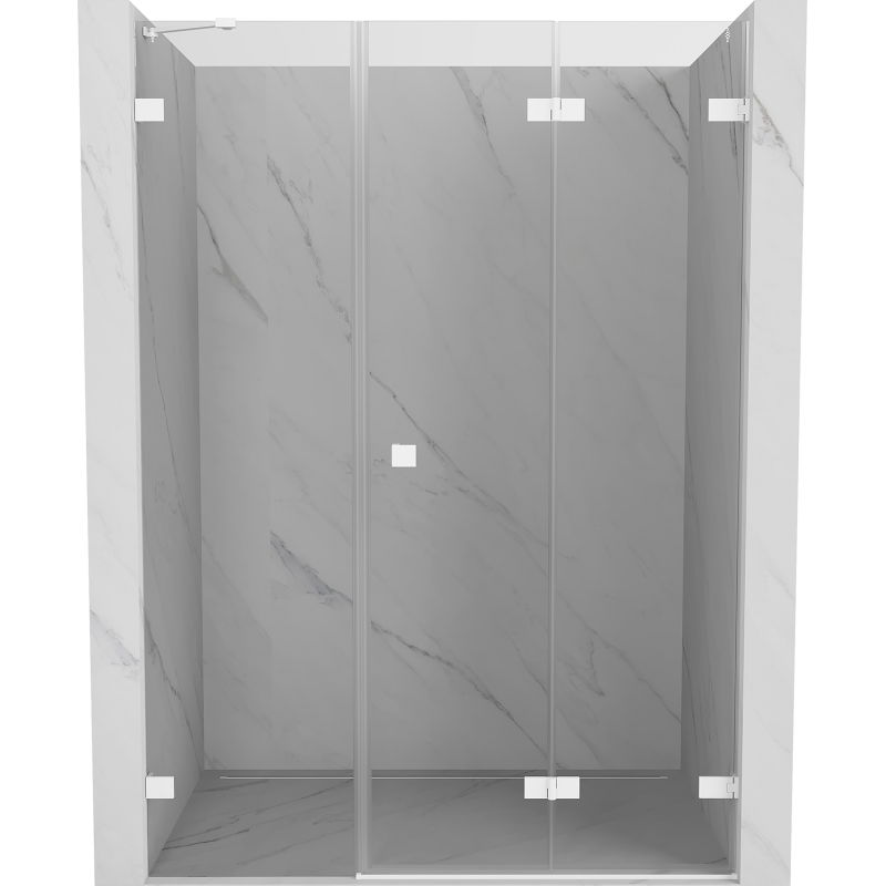 Mexen Lunar-F skladacie sprchové dvere pravé 140 cm, transparentné, biele - 836S-140-050-20-00-P