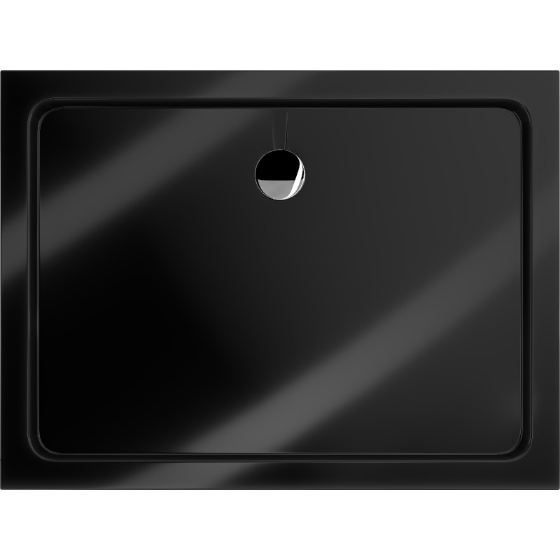 Mexen Flat obdĺžnikový sprchovací kút slim 100 x 70 cm, čierny, sifón chróm - 40707010