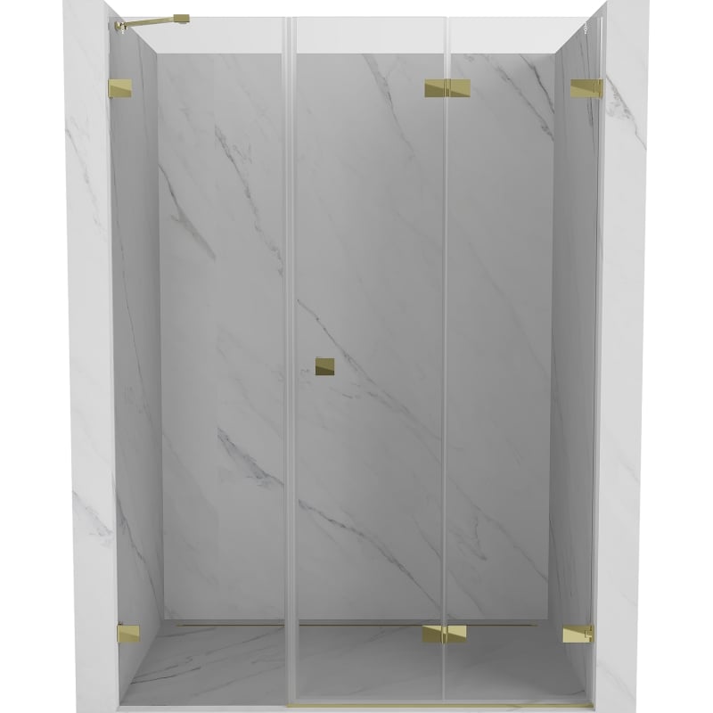 Mexen Lunar-F skladacie sprchové dvere pravé 120 cm, transparentné, zlaté - 836S-120-050-50-00-P