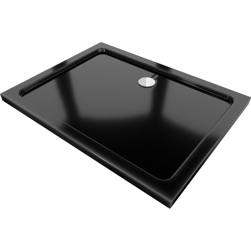 Mexen Flat obdĺžniková sprchová vanička slim 110 x 80 cm, čierna, sifón chróm - 40708011