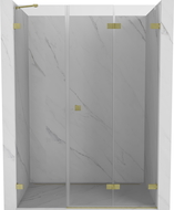 Mexen Lunar-F skladacie sprchové dvere pravé 140 cm, transparent, zlaté brúsené - 836S-140-050-55-00-P