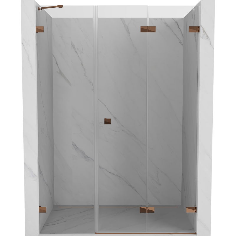 Mexen Lunar-F sprchové dvere skladacie pravé 135 cm, transparentné, ružové zlato - 836S-135-050-60-00-P