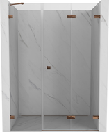 Mexen Lunar-F skladacie sprchové dvere pravé 140 cm, priehľadné, ružové zlato - 836S-140-050-60-00-P