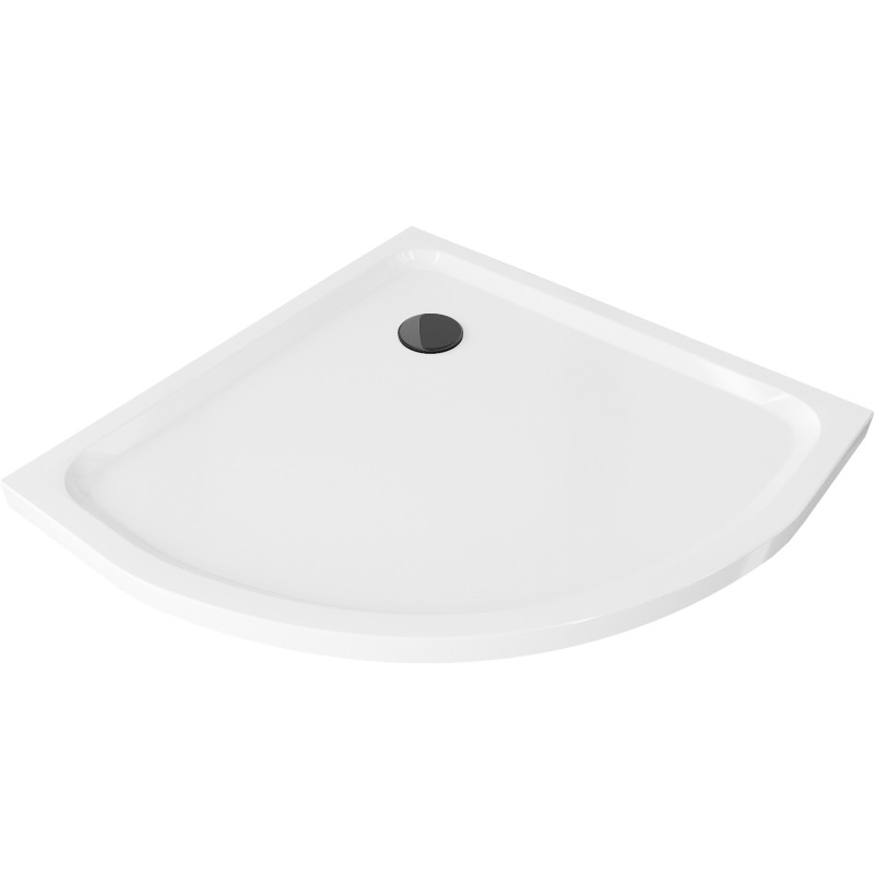 Mexen Flat polkruhový sprchovací kút slim 100 x 100 cm, biely, sifón čierny - 41101010B
