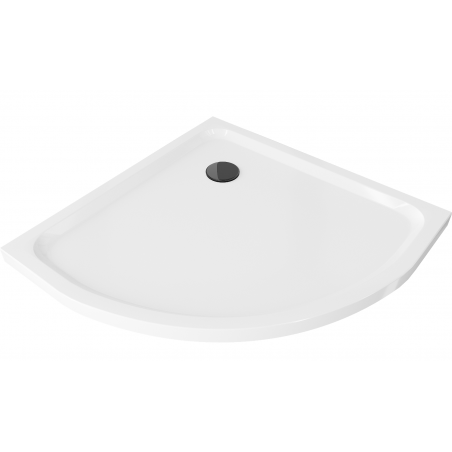 Mexen Flat polkruhový sprchový kút slim 100 x 100 cm, biely, sifón čierny - 41101010B
