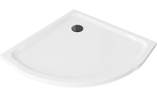 Mexen Flat polokruhový sprchový žľab slim 100 x 100 cm, biely, sifón čierny - 41101010B