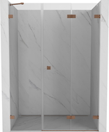 Mexen Lunar-F skladacie sprchové dvere pravé 135 cm, priehľadné, brúsená meď - 836S-135-050-65-00-P