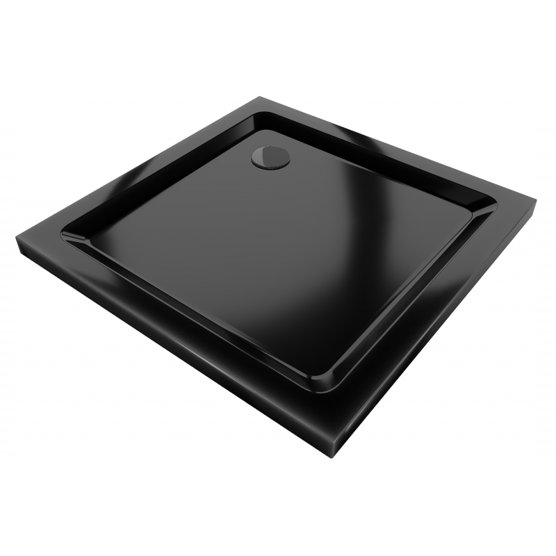 Mexen Flat štvorcový sprchový vanička slim 70 x 70 cm, čierny, sifón čierny - 40707070B