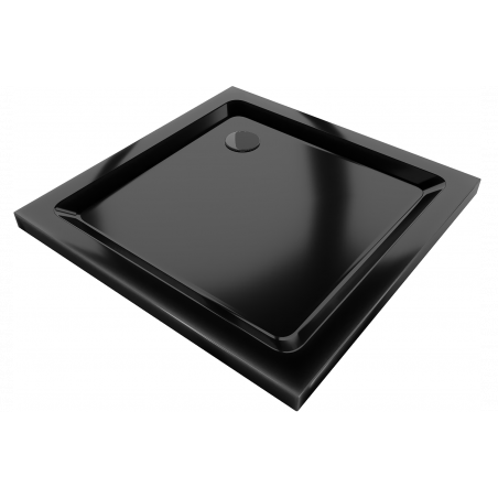 Mexen Flat štvorcová sprchová vanička slim 70 x 70 cm, čierna, čierny sifón - 40707070B