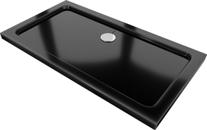Mexen Flat slim obdĺžniková sprchová vanička 140 x 70 cm, čierna, chrómový sifón - 40707014