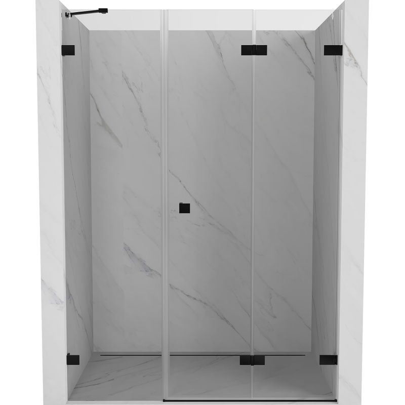 Mexen Lunar-F skladacie sprchové dvere pravé 150 cm, transparentné, čierne - 836S-150-050-70-00-P