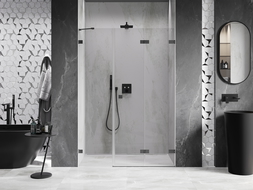 Mexen Lunar-F skladacie sprchové dvere pravé 135 cm, transparentné, gun metal - 836S-135-050-95-00-P