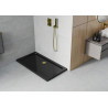 Mexen Flat obdĺžnikový sprchový kút slim 130 x 70 cm, čierny, sifón zlatý - 40707013G