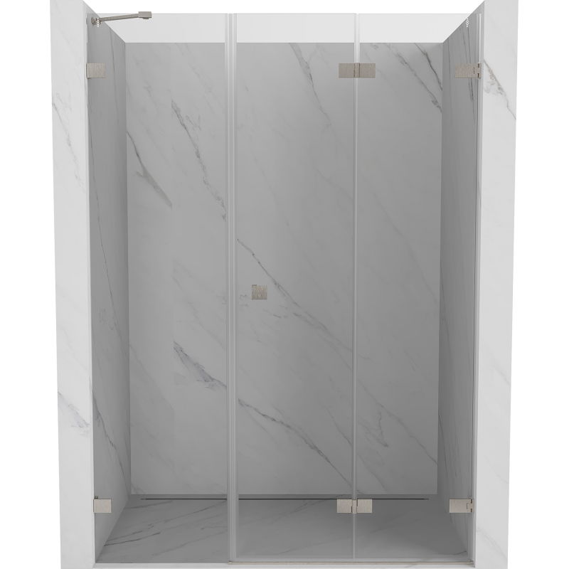 Mexen Lunar-F skladacie sprchové dvere pravé 140 cm, transparentné, brúsený nikel - 836S-140-050-97-00-P