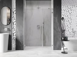 Mexen Lunar-B sprchové dvere výklopné ľavé 150 cm, transparentné, brúsený nikel - 832S-150-050-97-00-L