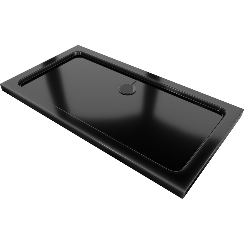 Mexen Flat obdĺžnikový sprchovací kút slim 140 x 70 cm, čierny, sifón čierny - 40707014B