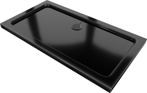 Mexen Flat obdĺžnikový sprchovací kút slim 140 x 70 cm, čierny, sifón čierny - 40707014B