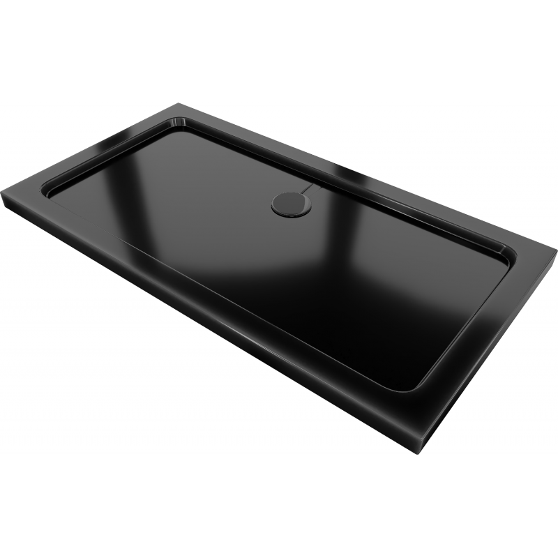 Mexen Flat obdĺžniková sprchová vanička slim 130 x 70 cm, čierna, sifón čierny - 40707013B