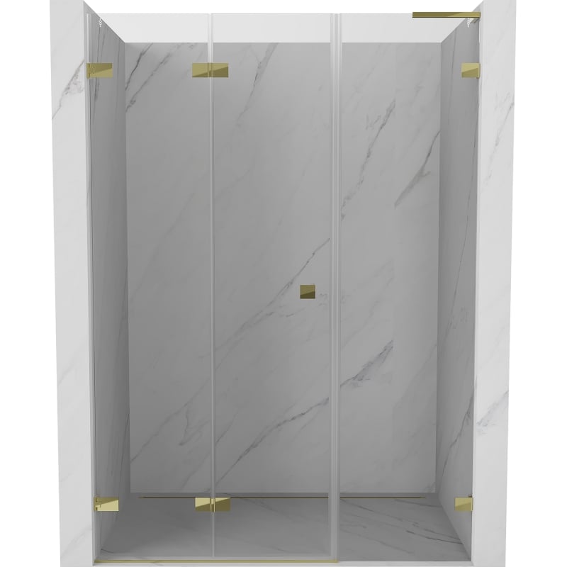 Mexen Lunar-F L skladacie sprchové dvere ľavé 135 cm, transparentné, zlaté - 836SL-135-050-50-00-L