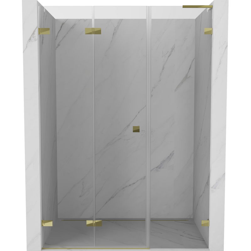 Mexen Lunar-F L skladacie dvere do sprchy ľavé 140 cm, transparentné, zlaté - 836SL-140-050-50-00-L