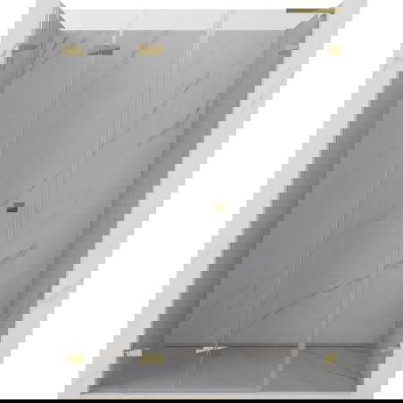 Mexen Lunar-F L skladacie sprchové dvere ľavé 140 cm, transparentné, zlaté - 836SL-140-050-50-00-L