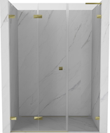 Mexen Lunar-F L skladacie dvere do sprchy ľavé 140 cm, transparentné, zlaté - 836SL-140-050-50-00-L