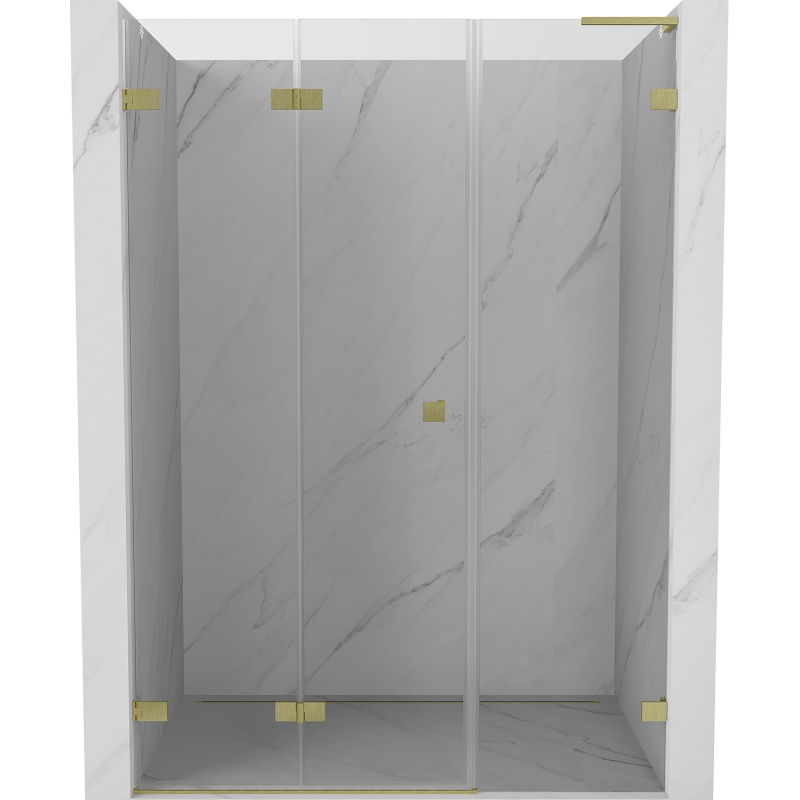 Mexen Lunar-F L sprchové dvere skladacie ľavé 135 cm, priehľadné, zlaté brúsené - 836SL-135-050-55-00-L