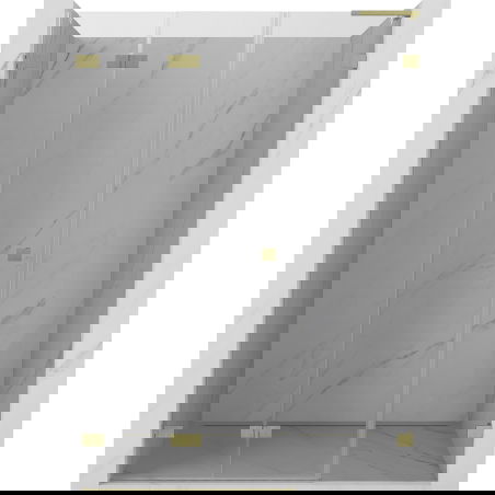 Mexen Lunar-F L skladacie sprchové dvere ľavé 140 cm, transparentné, zlaté brúsené - 836SL-140-050-55-00-L