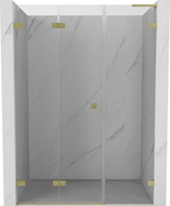 Mexen Lunar-F L skladacie sprchové dvere ľavé 140 cm, transparentné, zlaté brúsené - 836SL-140-050-55-00-L
