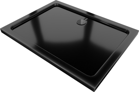 Mexen Flat obdĺžnikový sprchový kút slim 130 x 90 cm, čierny, čierny sifón - 40709013B