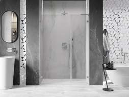 Mexen Lunar-B L sprchové dvere otváracie ľavé 140 cm, transparentné, brúsený nikel - 832SL-140-050-97-00-L