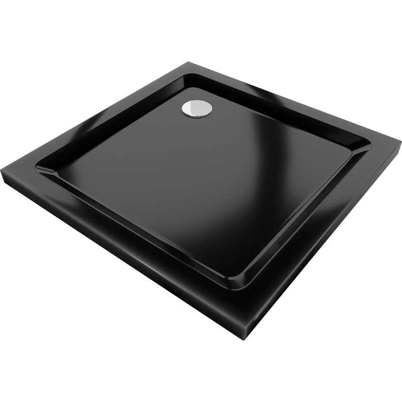 Mexen Flat štvorecový sprchový kút slim 100 x 100 cm, čierny, uzáver chróm - 40701010