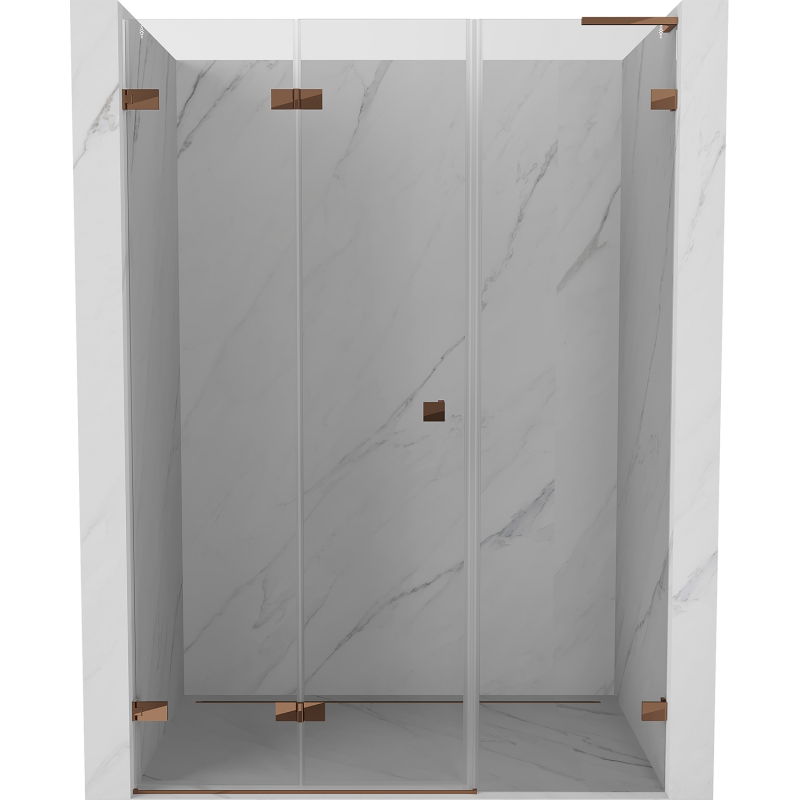 Mexen Lunar-F L sprchové dvere skladacie ľavé 150 cm, transparentné, ružové zlato - 836SL-150-050-60-00-L